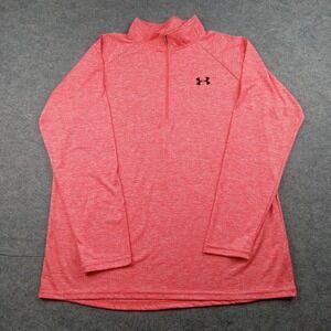 Under Armour Pullover Mens XL Pink HeatGear 1/4 Zip Long Sleeve Top 1328495